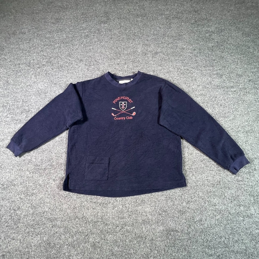 VTG Bette & Court Pinehurst Country Club Sweatshirt Mens Medium Navy Knit Golf
